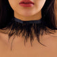 Unique Black Real Feather Choker Necklace for Women Gothic Vintage Clavicle Chain Aesthetic Jewelry Accessories Gift