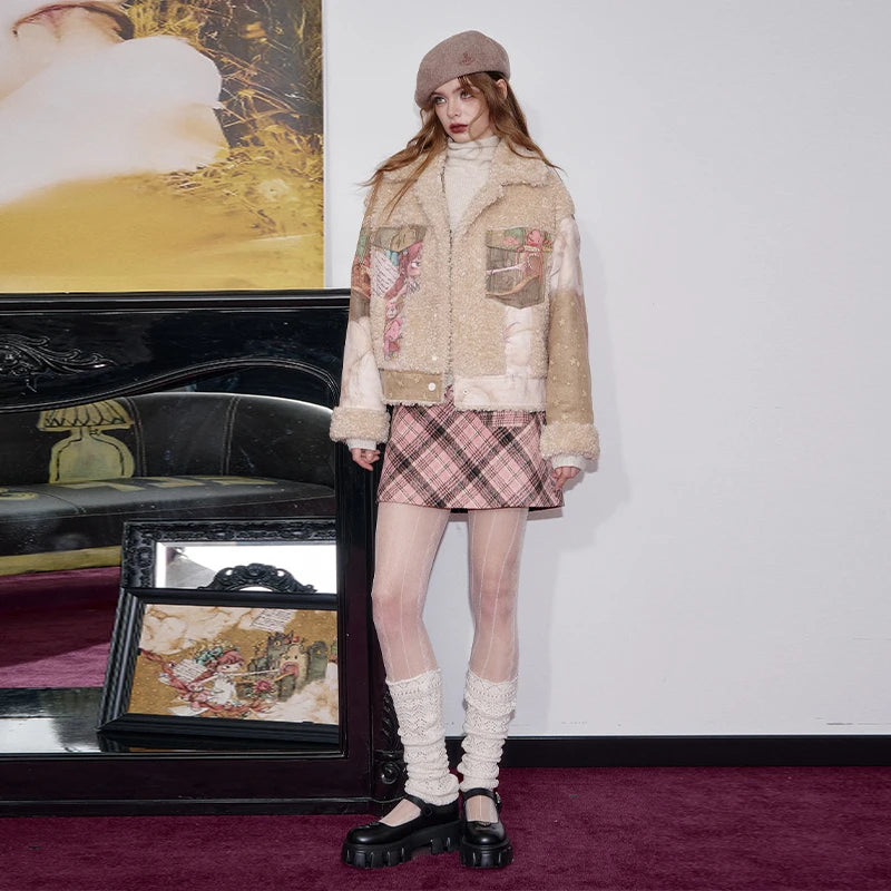 2025 Winter New Arrivals Casual Plaid Wool Blend Color Block A-Line Skirt For Woman