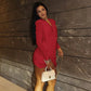 Deep V Neck Ruched Long Sleeve Mini Dress Woman Clothes Fall Sexy White Dresses Nightclub Outfits