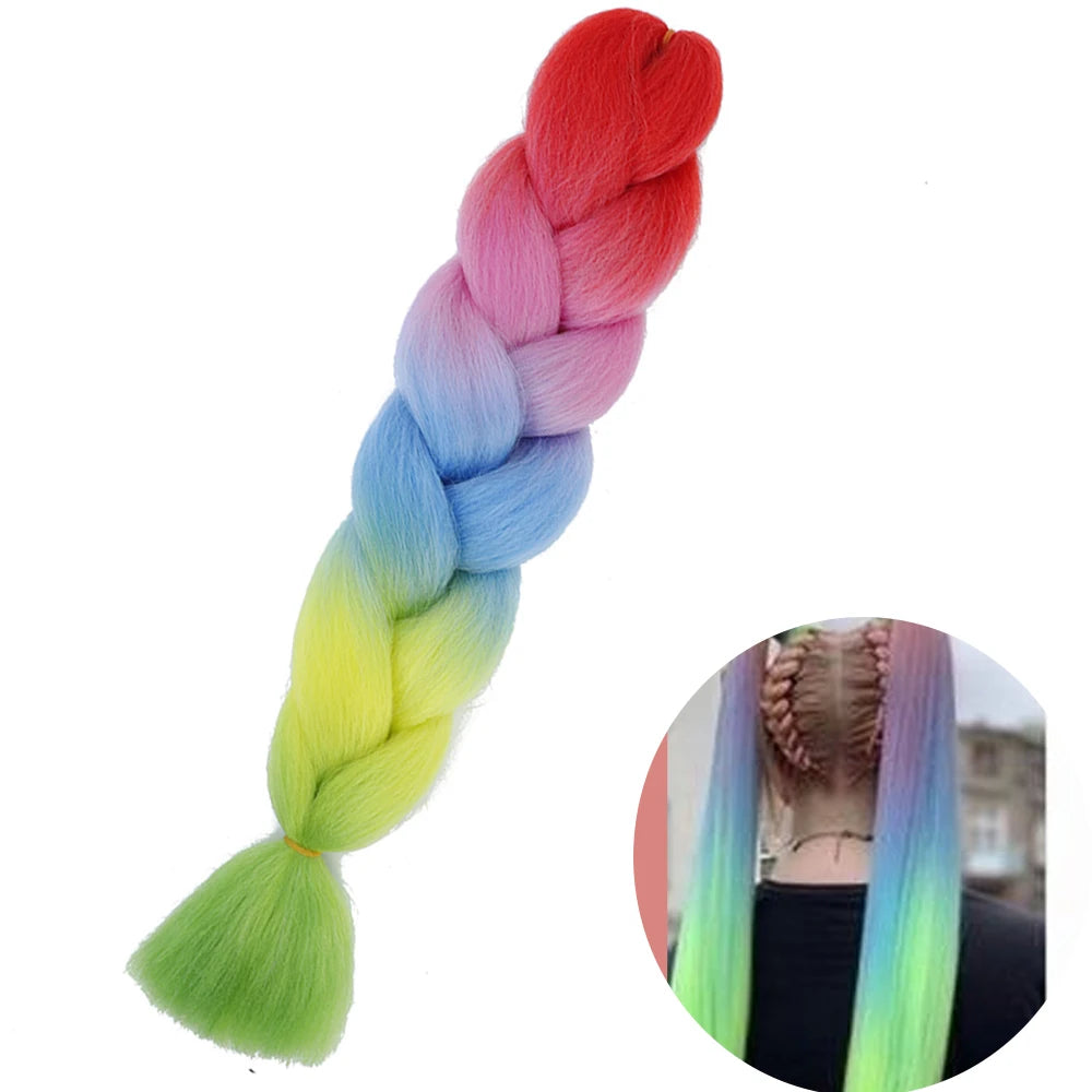 Synthetic Jumbo Braiding Hair Extension 24 Inch Heat Resistant Fiber In Bulk Ombre Jumbo Braids Hair For Black Women