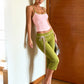 Sweet Hottie 2 Piece Set Women Simple Low-Neck Line-Patchwork Tank Top+Bandages Bow Capri Pants Fashion Street Suits