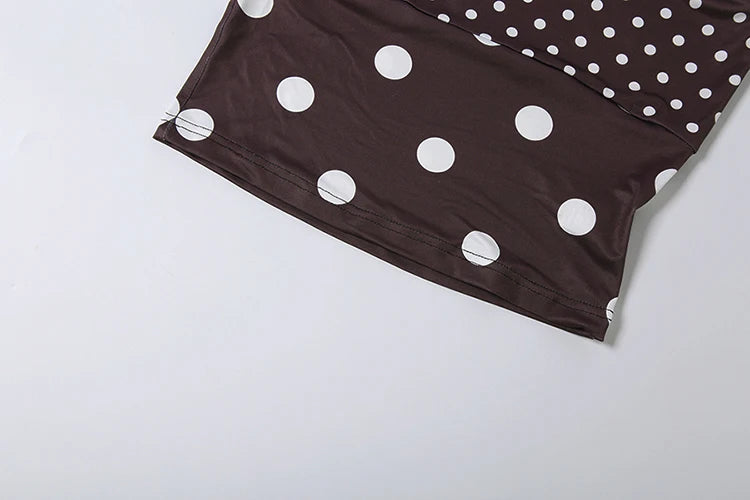 Sexy Polka Dot Patchwork 2 Piece Set Woman Sexy Wrap Chest Backless Tank Tops+Bike Shorts Midnight Party Fashion Suit