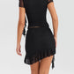 Elegant Ruffle Two Piece Set Women O Neck Short Sleeve Crop Tops And Mini Skirt Femme Fashion Party Sexy Dress Set 2023