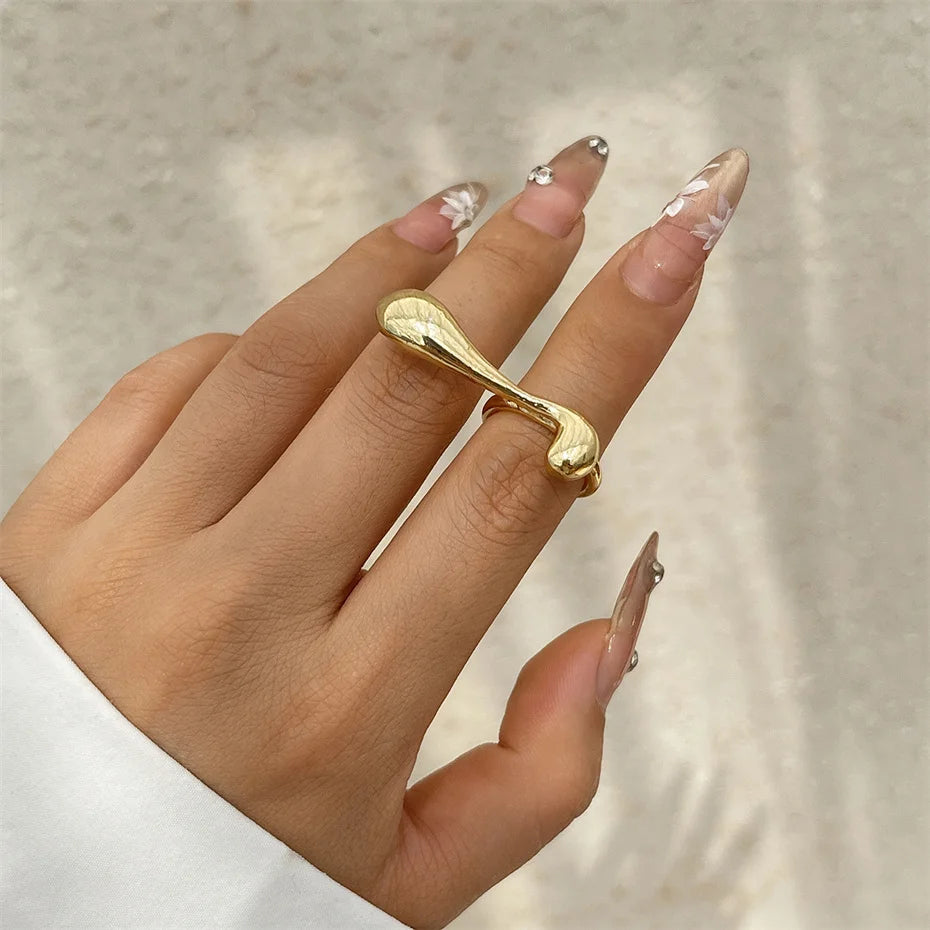 Vintage Gothic Geometric Metal Rings for Women Trend Boho Flower Irregular Circular Couple Ring Wed Jewelry Accessories New