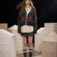 2025 V Neck Cardigan Women, Loose Preppy Wool Blend Sweater, Y2K Diamond Pattern Open Front Knit Top