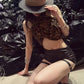 Sexy 2-Piece Set Women Backless Leopard Print Bandages Vests+Metal Ring Hollow Shorts Coquette Wild Midnight Clubwear