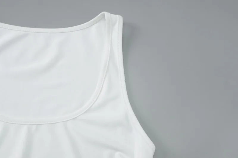 Sexy Low Cut Sleeveless Short Dresses for Woman Clothes Basic Solid Color Bodycon Dress