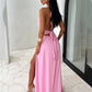 Halter Deep V Neck High Split Maxi Dress For Women Fashion Sleeveless Backless Bodycon Club Party Sexy Long Dress New