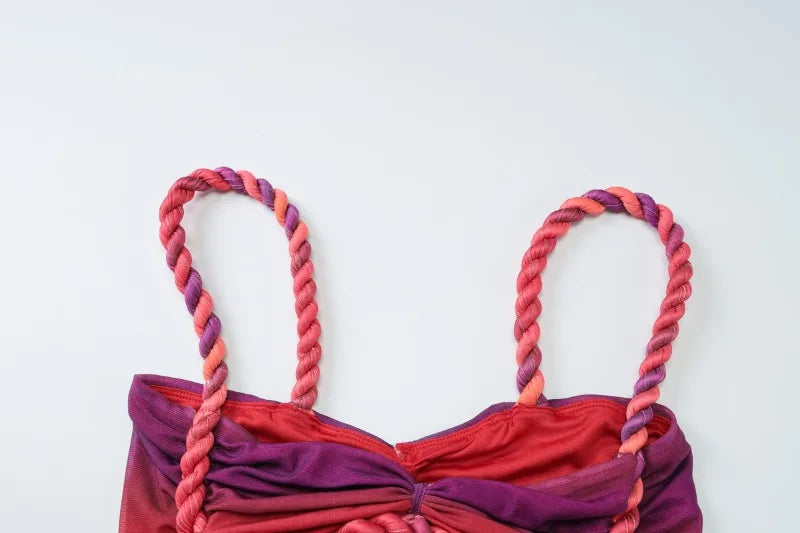 2 Piece Set Twisted Crop Top and Side Split Long Skirt Matching Sets Sexy Vacation Outfits Women Clothes