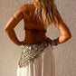 Women Boho Crochet Sequin Shell Hip Scarf Irregular Mesh Handmade Knit Beach Wrap Skirt Summer Vacation Festival Wear