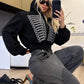 High Street Hooded Corp Jacket Women Fashion Hottie Print Full Sleeve Zip Patchwork Autumn Trend Chic Sporty Outfits