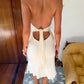 Women Halter Deep V Neck Midi Dress Sleeveless Backless Bodycon Ruffle Hem Long Dress Elegant Club Party Evening Dress