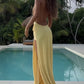 Sexy Backless Long Dress Women Halter Deep V-Neck Sleeveless High Splits Hem New Trend Pool Style Elegant Vestidos