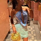 Sequins Sexy Mini Dress Women Fashion Patchwork Hollow Out Halter Sleeveless Backless High Waist Beach Holiday Dress