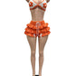 Knit 2-Piece Set Women Halter Bandage Flower Decoration Bra+Ruffles Tassel Short Fashion Summer Midnight Sexy Suit