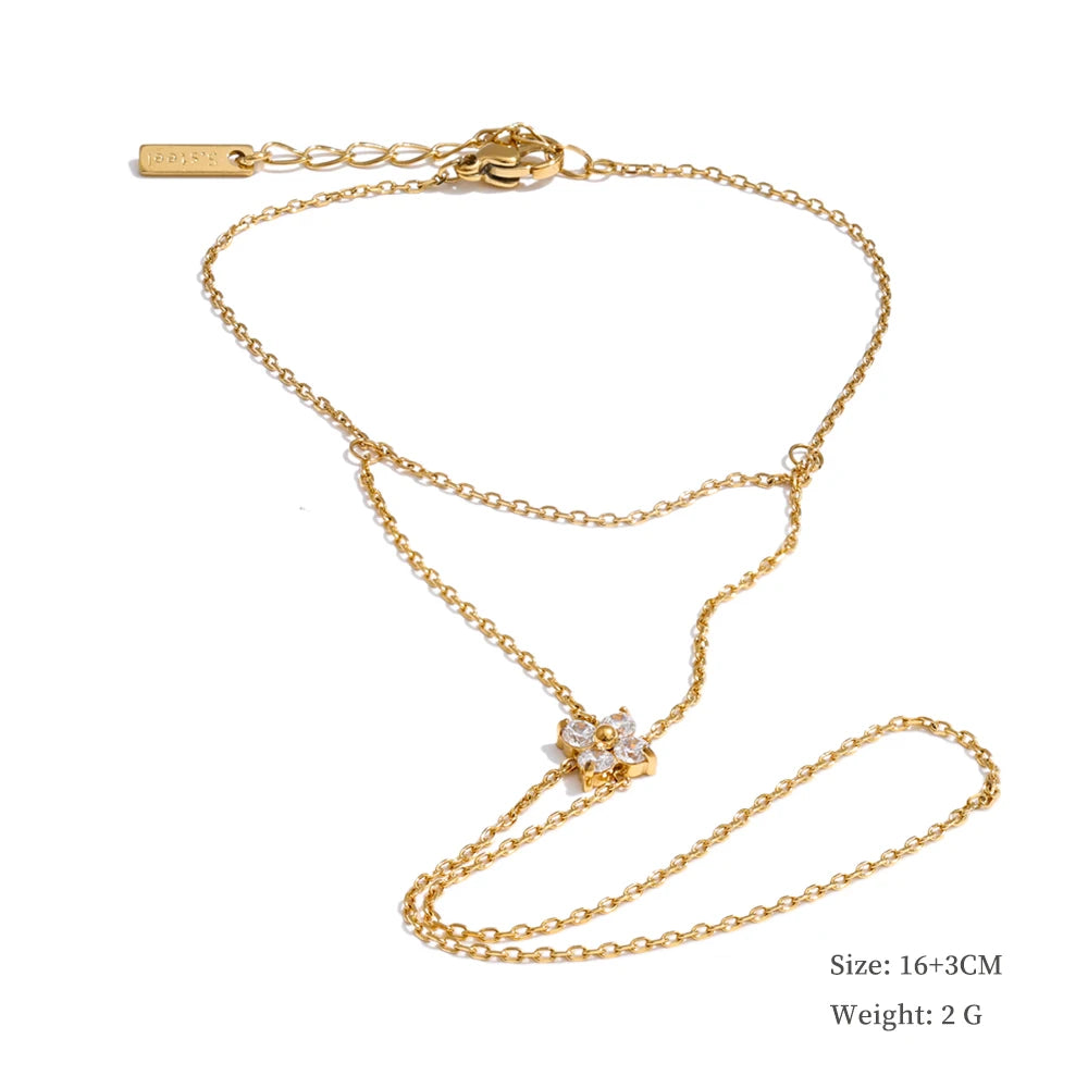 Trendy Stainless Steel Zircon Beads Back of Hand Chain Finger Bracelet Fashion Chic Sexy Jewelry Waterproof Wholesale Gift