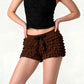 Women Y2K Multi‑Layer Ruffle Shorts Elastic Waist Satin Bow Decor Cute Sweet Mini Bloomers Casual Streetwear Short Pants