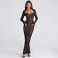 Strapless Split Fishtail Maxi Dress with Long Sleeve Shawl See Through Lace Black Red Party Dresses