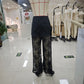Women's Skirted Trousers Elastic Waist Wide Leg See Through Fashion Lace Floral Bloomer Pants Y2K Vintage Streetwear