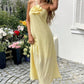 Women's 3D Flower Halter Maxi Dress Crinkled Textured Fabric Sleeveless Flowy Long Dress for Casual Summer Wear