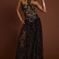 Backless Halter Neck Lace Maxi Dress Cutout Waist Tiered Ruffle Sheer Long Skirt Slim Evening Club Party Vacation Dress