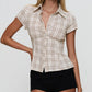 Women's Y2K Short Sleeve Plaid Button Down Shirt Button Down Blouses Tops Casual Summer Shirt Tops 90s Streetwear