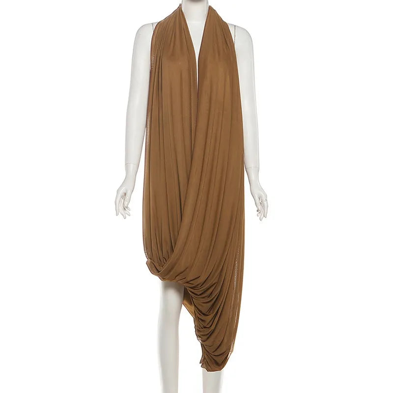 Asymmetrical Draped Open Back Long Dresses Elegant Sexy Cocktail Party Dresses for Woman 2026