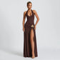 2 Piece Summer Sets Halter Backless Bodysuit Top and Split Long Skirts Elegant Sexy Woman Vacation Outfits