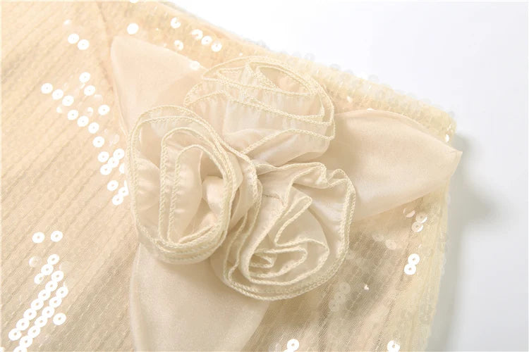 Chic See Through 2 Piece Set Women Y2K Bat Long Sleeve Crop Top+Sequins Applique Skirt Skinny Street Party Sexy Clubwear