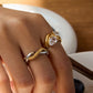 18K Gold Plated Stainless Steel Geometric Fashion Ring Waterproof Anti Allergic colorfast Fashion Jewelry Unisex 2024