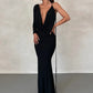 Elegant Backless Sexy Maxi Dress For Women Robe Spring New V Neck One Sleeve Lace-up Party Long Dress Vestido