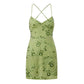 Sequin Beaded Cami Mini Dress Sexy Front V Neckline Sleeveless Short Dresses for Women Backless Criss Cross Straps Dress