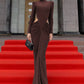 Turtleneck Long Sleeve Sexy Maxi Dress Women Elegant Autumn Winter Hollow Out Ruched Club Party Long Dresses Female