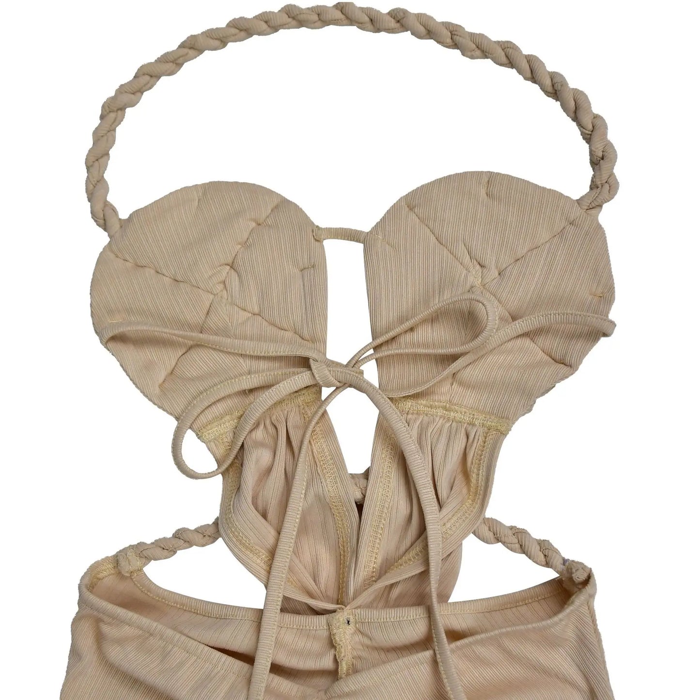 Sexy Plait Dress Women Summer Peach Buttocks Backless Sleeveless Split Hollow Midnight Party Clubwear Maxi Bodycon