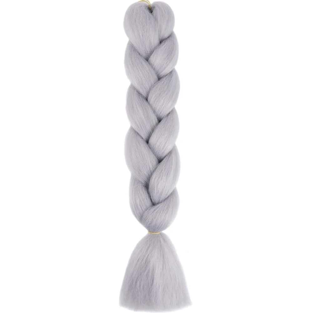 24 Inch Jumbo Box Braids Extensions Synthetic Braiding Hair DIY Hair Braids For Children Pink Purple Yellow Gray
