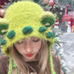 Cute 3D Ear Pom Pom Ear Flap Knit Beanie For Women