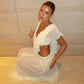 2 Piece Sets Transparent Chiffon Ruffle Long Skirt and Top Matching Sets Elegant Holiday Outfits Woman