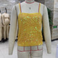 Sequin Crochet Crop Tops Women Summer Beach Knitted Smocked Camis Sparkly Glitter Backless Cover-up Crop Tops Vest