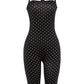 Polka Dot Print Backless Rompers Woman Summer Sexy Bandage Halter Sleeveless Skinny Peach Hip Streetwear Playsuits