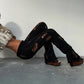 Knit Irregular Ripped Pants Women Autumn Trend Fashion Sexy Hottie Wild Solid Hip-Hop Street Clubwear Skinny Bottom