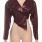 Single Button Crop Jacket Women Hipster Irregular Faux Leather Fall Trend Wild Basic Sexy Cross Neck Streetwear Coat