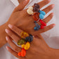 Multicolor Resin Water Drop Chunky Rings Women Boho Geometric Open Cuff Finger Rings Y2K Wed Jewelry Party Accessories