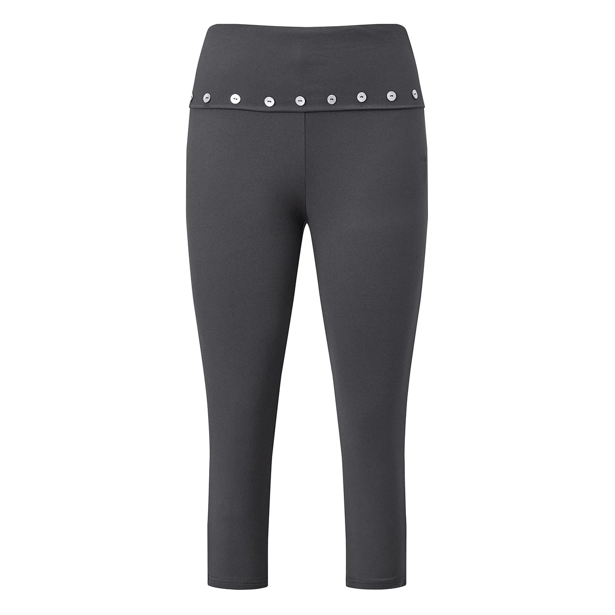 Women Y2K Low Waist Fold Over Capri Leggings with Button Detail Slim Fit Cropped Pants Streetwear Casual Summer Outfits