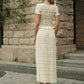 Flowy Two Piece Matching Skirt Sets for Women Clothing Short Sleeve Button Up Top Ruched Maxi Skirt Summer Beachwear