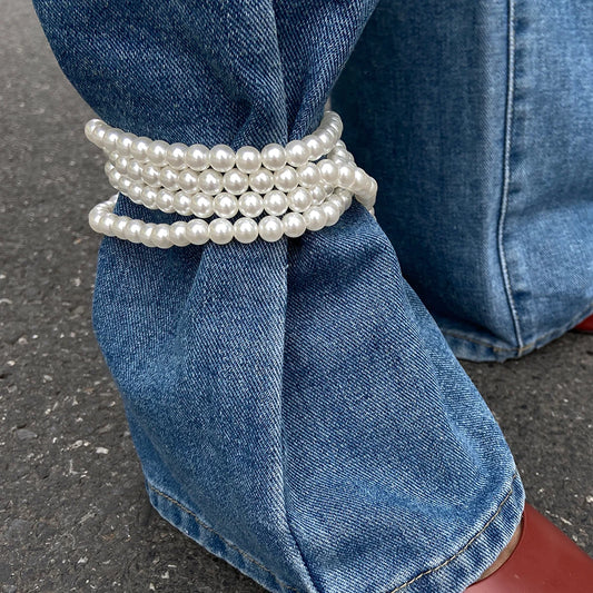 Trendy Elegant Imitation Pearl Anklet Foot Chain For Women Summer Beach Vacation Party Jeans Dress Jewelry Accessories