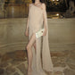 High Side Slit Maxi Dress Women Sleeveless Slanted Shoulder Mesh Tassel Solid Skinny Elegant Dinner Party Vestidos