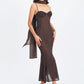 Polka Dot Backless Sexy Maxi Dress Women Elegant Sweetheart Neck Spaghetti Strap Sleeveless Bodycon Club Party Dresses
