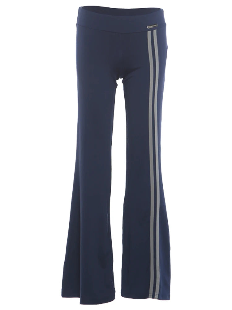 Stripes Pant Women Metal Decoration Elastic Waist Leisure Autumn New Trend Comfortable Daily Classic Streetwear