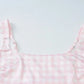 Square Neck Sleeveless Backless A-line Long Dresses Princess Style Pink Plaid Dress Summer Elegant