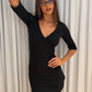 Deep V Neck Half Sleeve Sexy Mini Dress Women Elegant Black Backless Night Out Bodycon Club Party Dresses Female